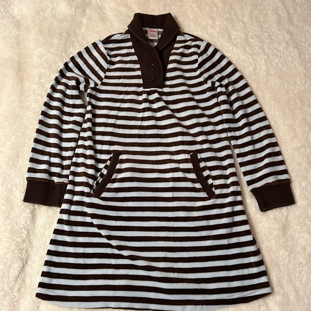 EUC Gymboree velour dress girls 8 with pockets, light blue and brown
